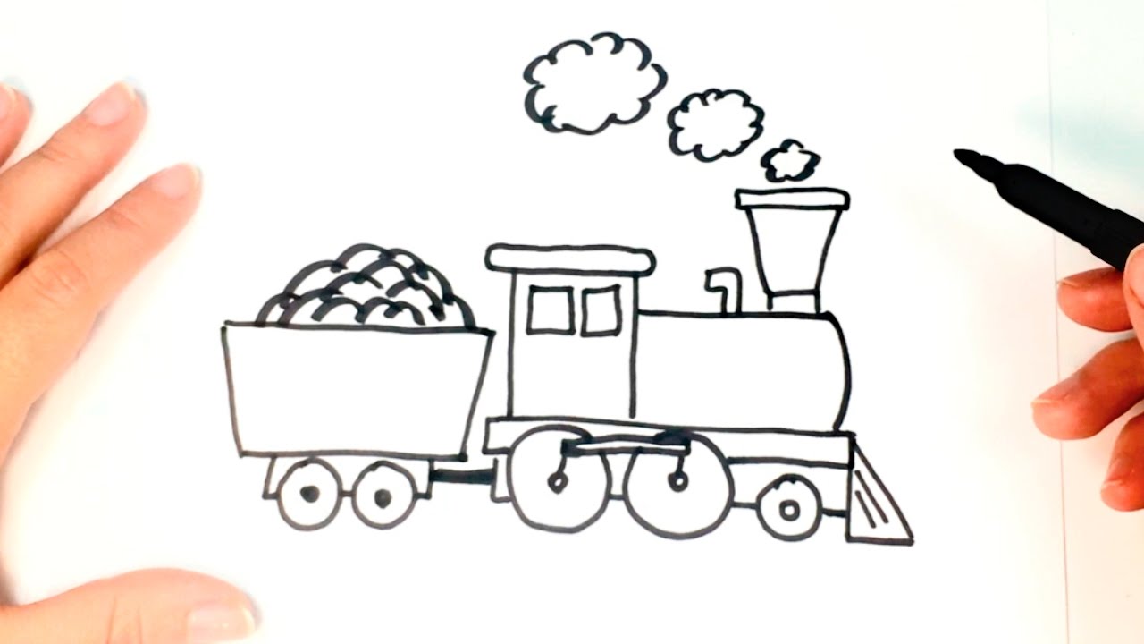 1280x720 how to draw a train for kids train easy draw tutorial - Train Drawing Easy