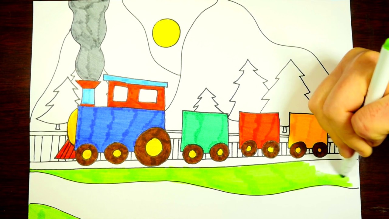 1280x720 How To Draw A Train, Step - Train Drawing For Children
