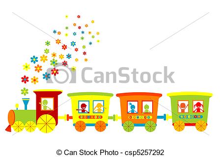 450x320 toy train with happy kids - Train Drawing For Children