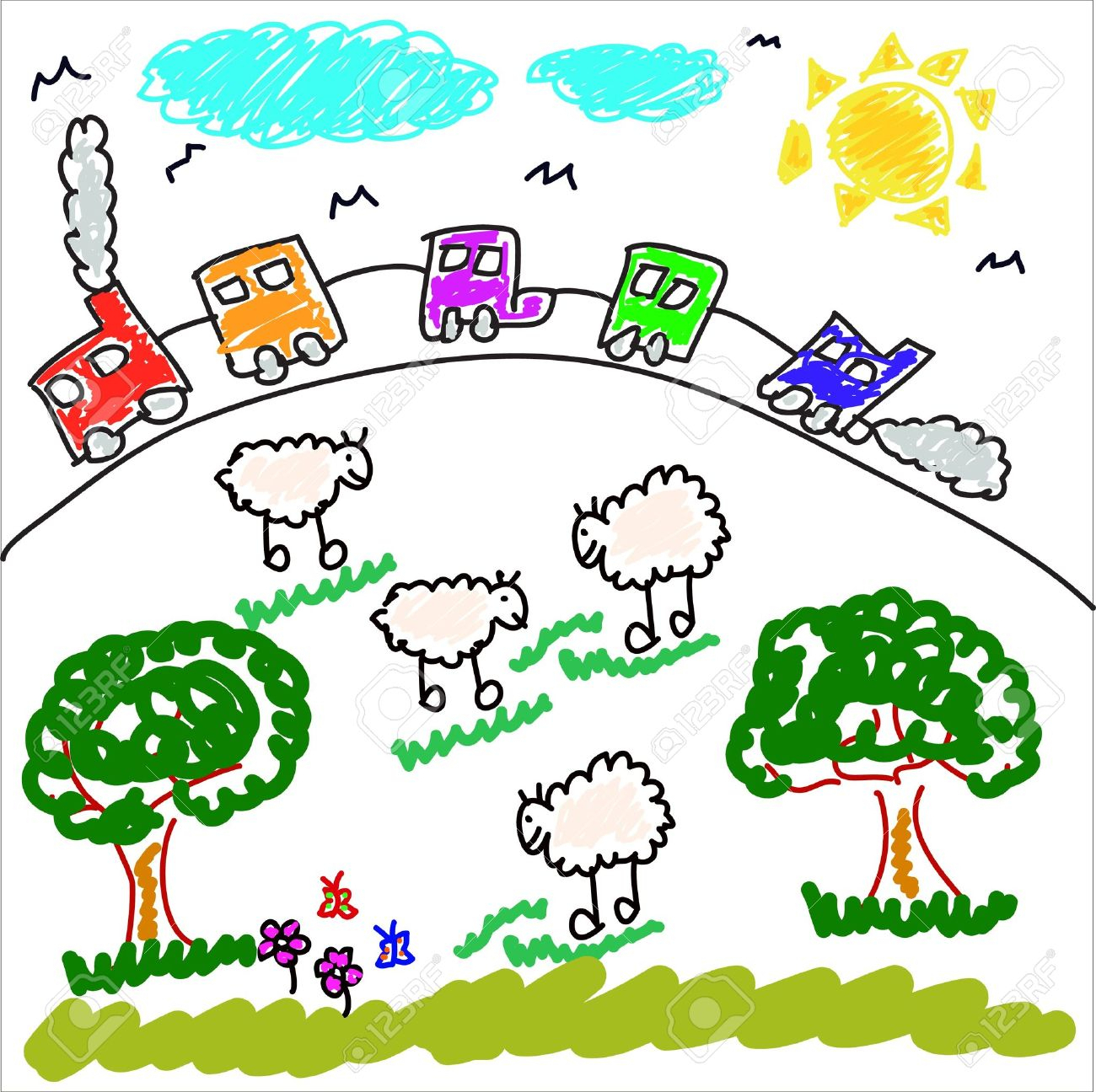 1300x1296 Awesome Train Drawing For Kid Gallery - Train Drawing For Children