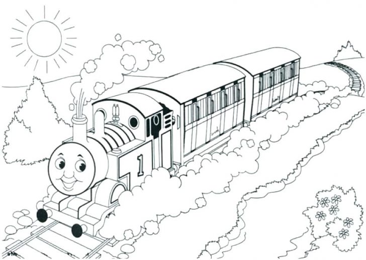 728x518 Draw A Steam Train Coloring - Train Drawing For Kids