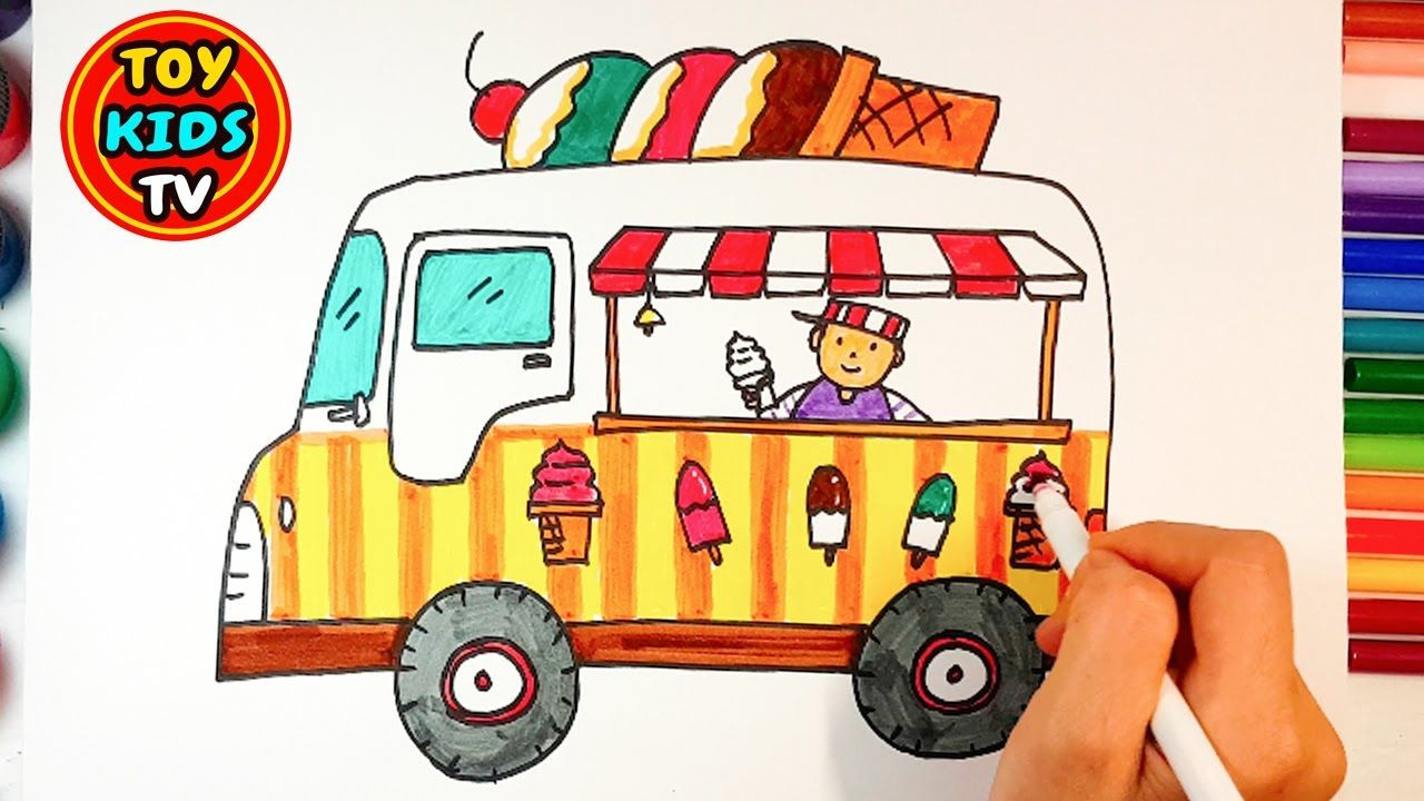 1280x720 How To Draw A Ice Cream Truck New Train Drawing For Kid - Train Drawing For Kids
