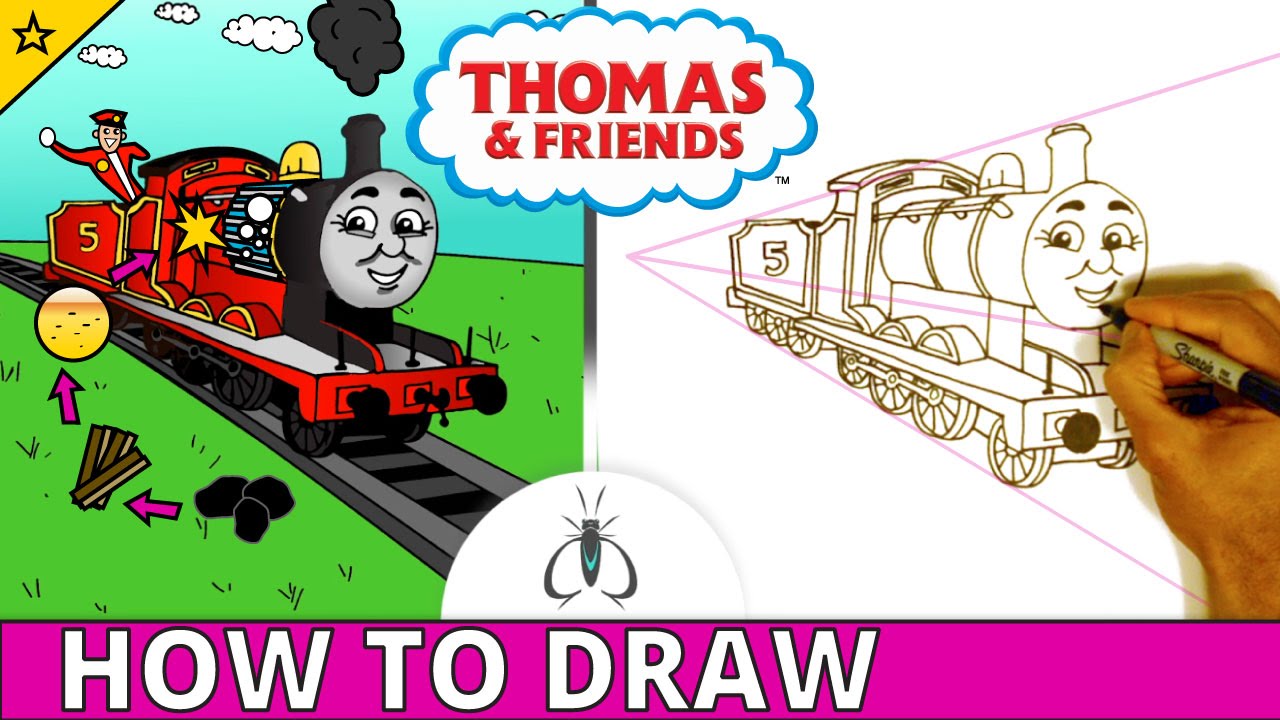 1280x720 How To Draw And Color James The Train Step - Train Drawing For Kids
