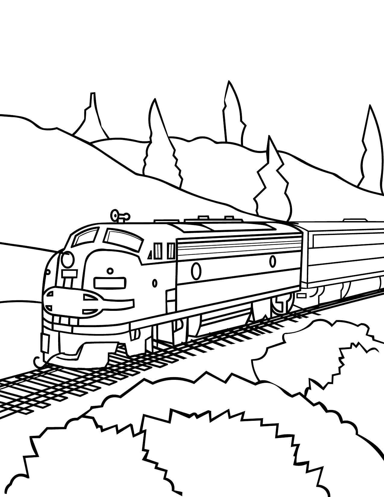 1275x1650 Geronimo Stilton Coloring Pages High Speed Train Lovely Outline - Train Drawing Outline