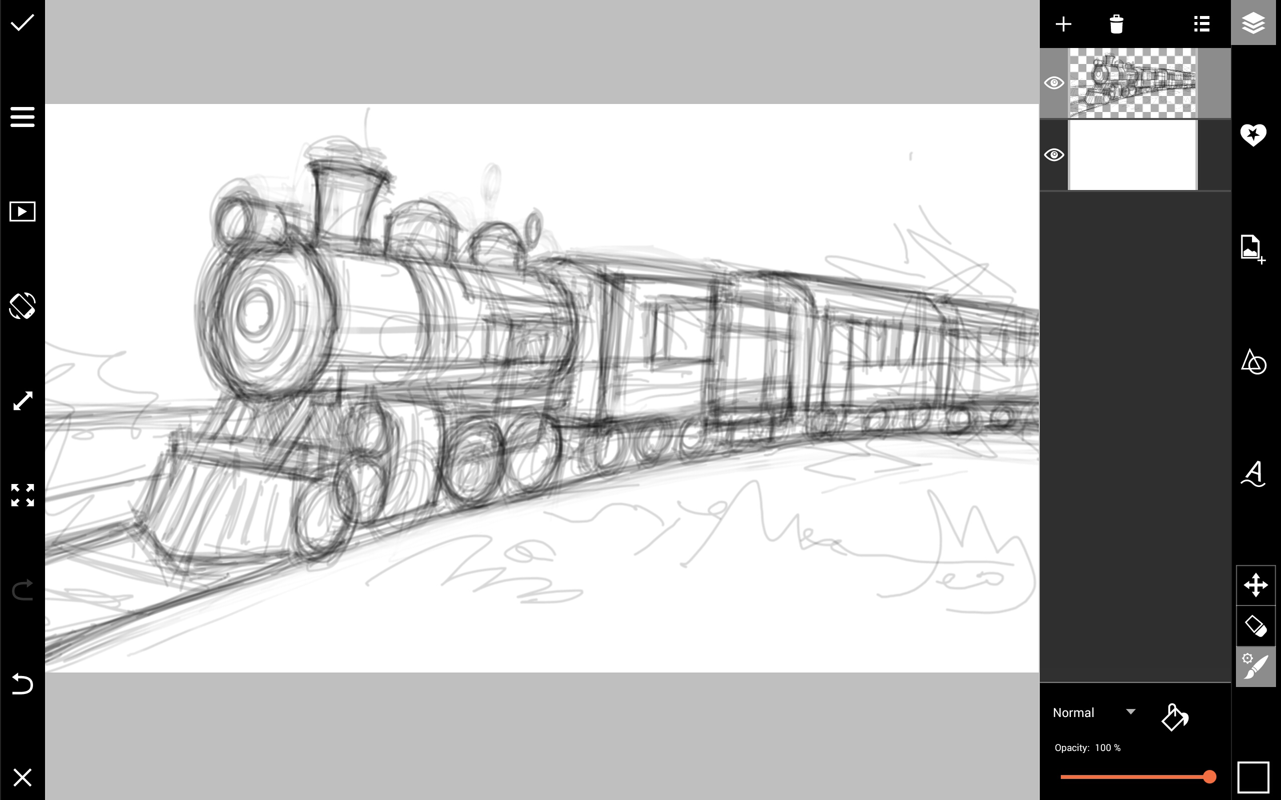 2560x1600 Step - Train Drawing Outline