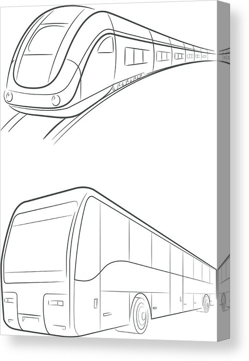 511x740 Bus Train Vector Outline Canvas Print Canvas Art - Train Drawing Outline