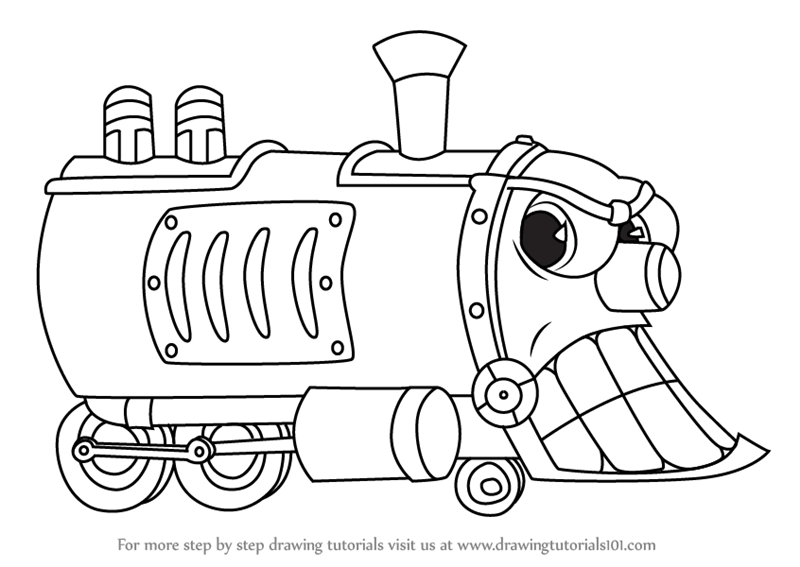 800x567 Learn How To Draw Head Of The Train From Cuphead - Train Drawing Pictures
