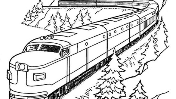 585x329 railroad coloring pages interesting diesel train drawing easy - Train Drawing Pictures