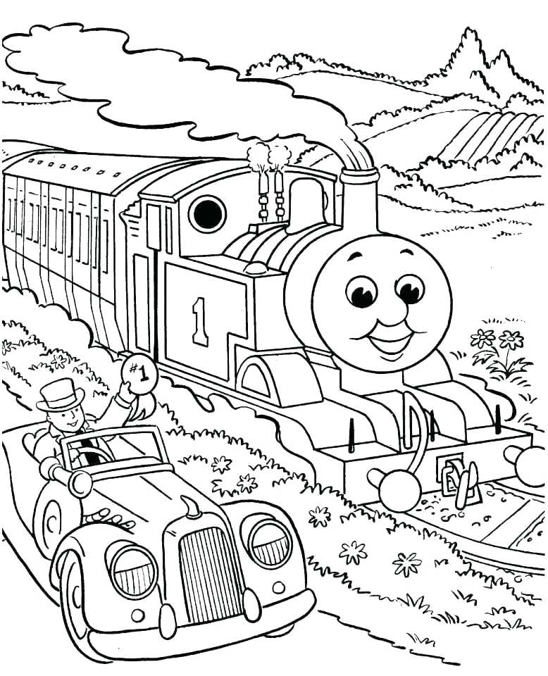 778x960 Coloring - Train Engine Drawing