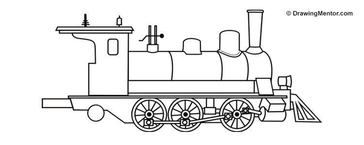 750x300 Drawing Train Engine Front - Train Engine Drawing