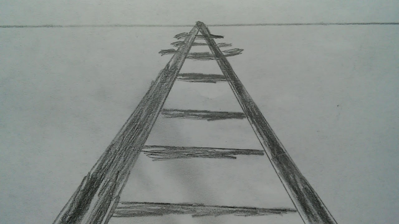 1280x720 How To Make One Point Perspective Train Track - Train Line Drawing
