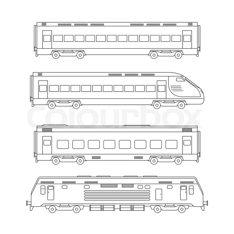 800x800 Trains Line Drawing On White Stock Vector Colourbox - Train Line Drawing