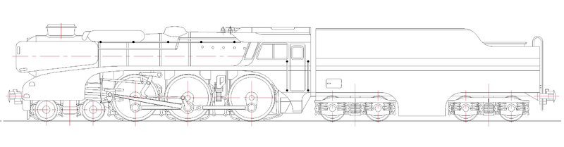 800x209 Advanced Technology Steam Locomotive - Train Outline Drawing
