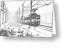 226x170 pencil drawing from train driving in the snow in amsterdam - Train Pencil Drawing
