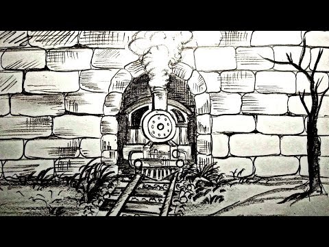 480x360 How To Draw A Train With Pencil Sketch Step - Train Pencil Drawing