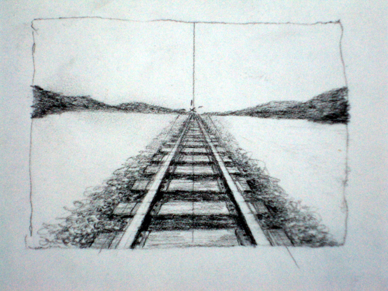 Перспектива рисунок железная дорога