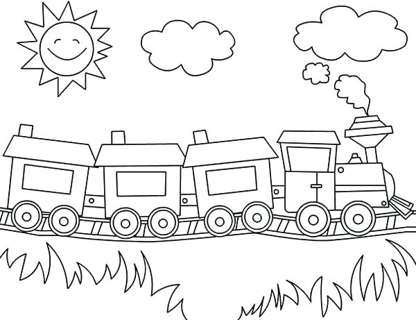 600x461 Coloring Train - Train Simple Drawing