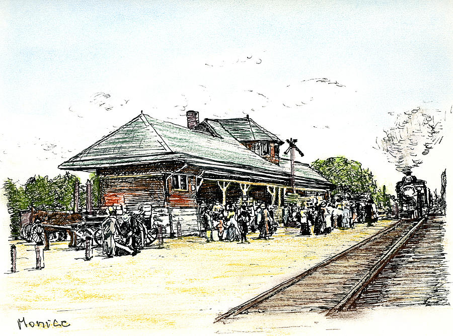 900x668 Train Station Color Drawing - Train Station Drawing