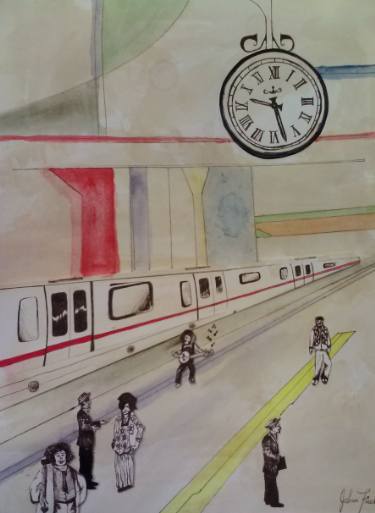 375x513 Train Station Life Drawing - Train Station Drawing