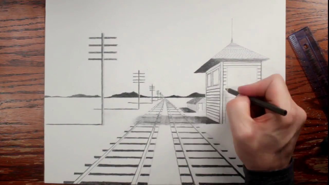 1280x720 How To Draw Railroad Tracks In Forced Perspective How To Draw - Train Tracks Drawing