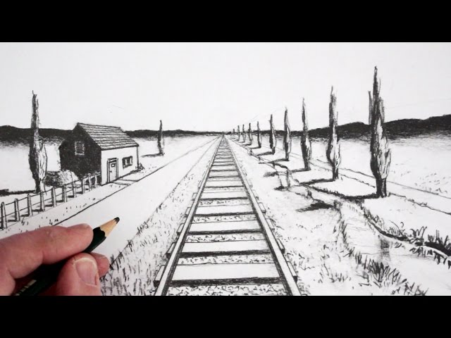 640x480 Huge Collection Of 'railroad Perspective Drawing' Download More - Train Tracks Drawing