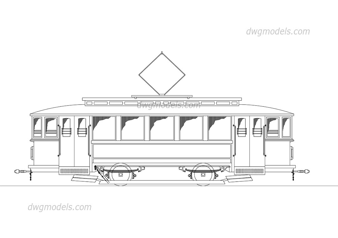 1080x760 Old Tram Dwg, Free Cad Blocks Download - Tram Drawing