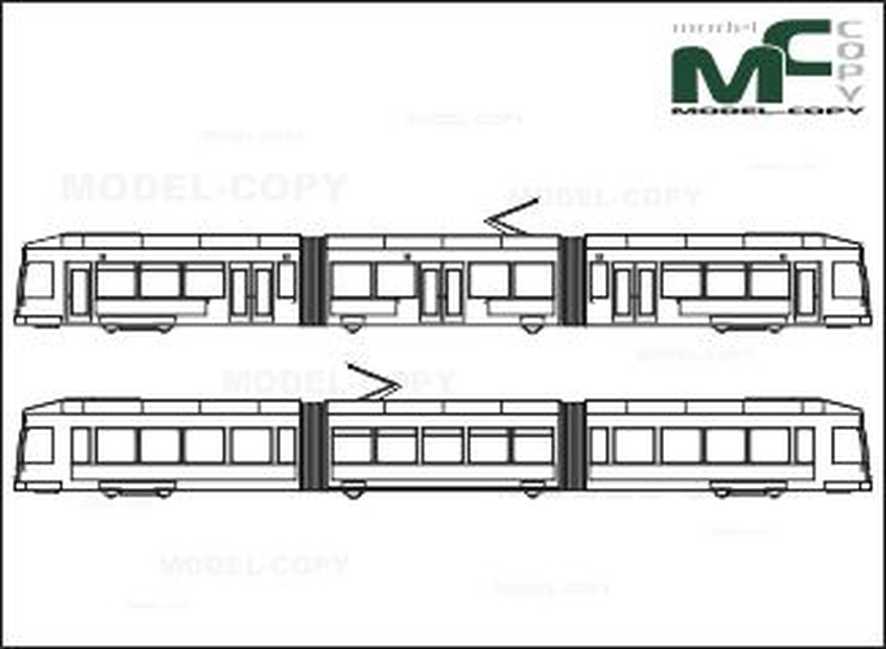886x649 Tram, Rostock, Duewag Wagon Bautzen - Tram Drawing