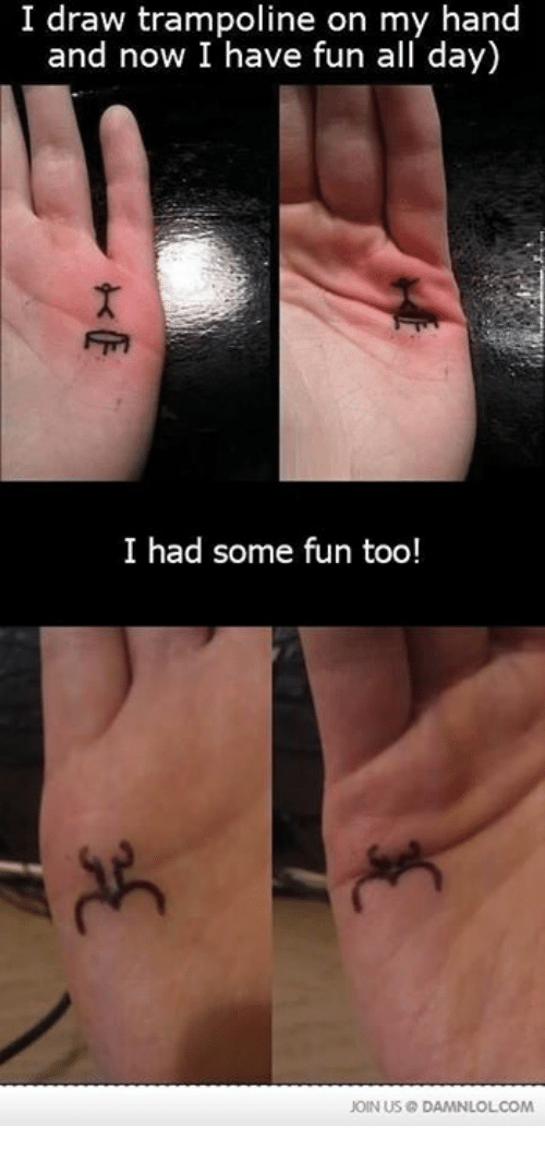 500x1054 i draw trampoline on my hand and now i have fun all day i had some - Trampoline Drawing