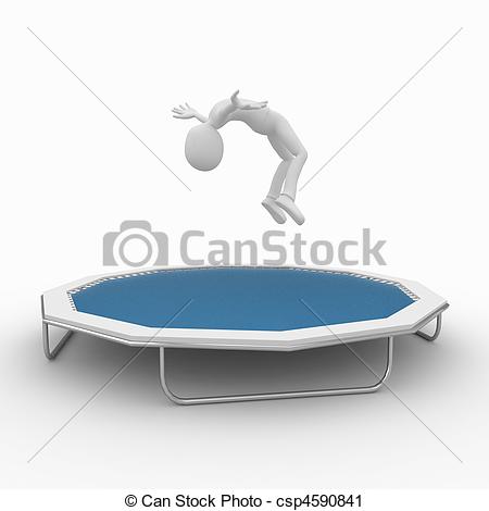 450x470 man with trampoline man jumping with blue trampoline - Trampoline Drawing