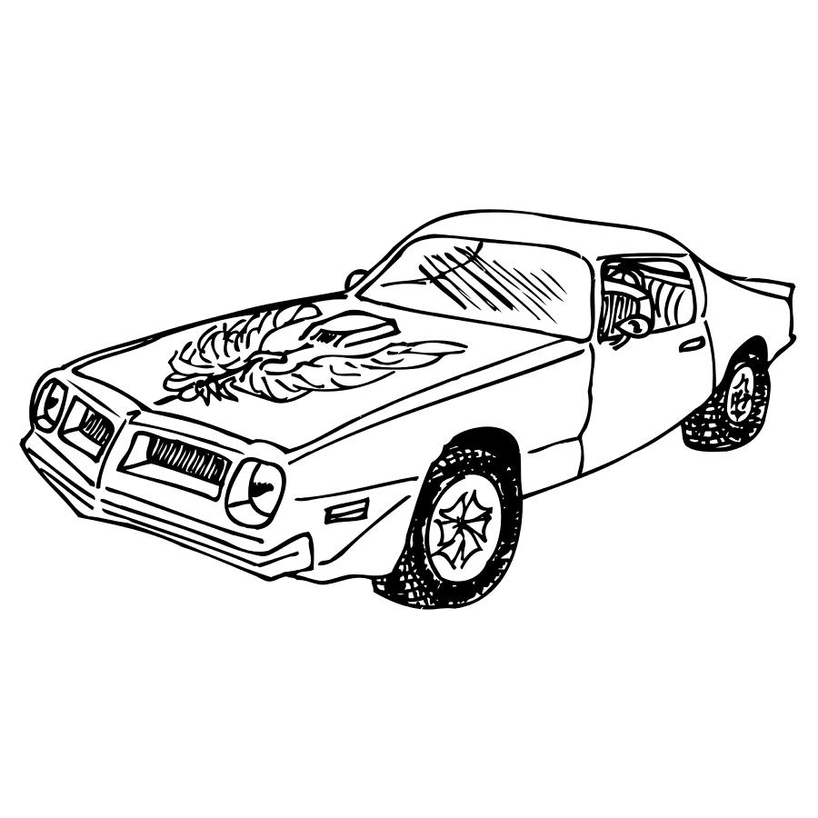 900x900 Trans Am Car Drawing - Trans Am Drawing