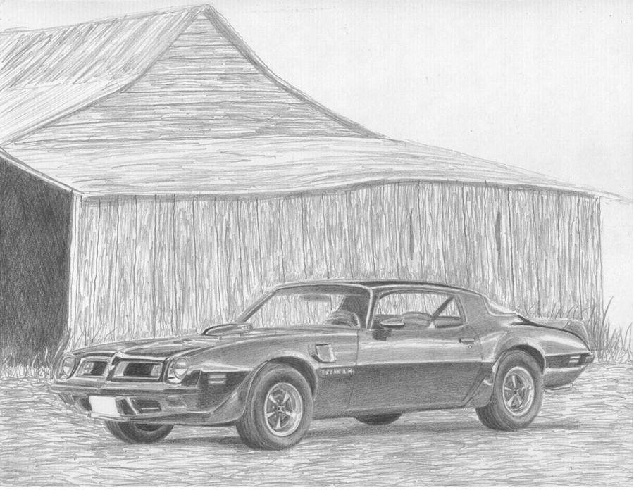 900x696 pontiac trans am classic car art print drawing - Trans Am Drawing
