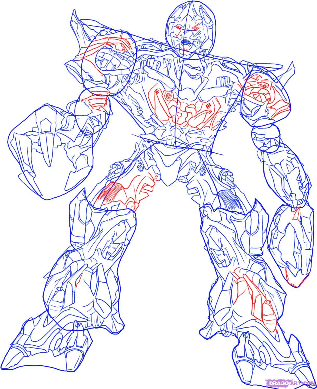1219x1498 Step How To Draw Megatron From Transformers - Transformers 4 Drawing