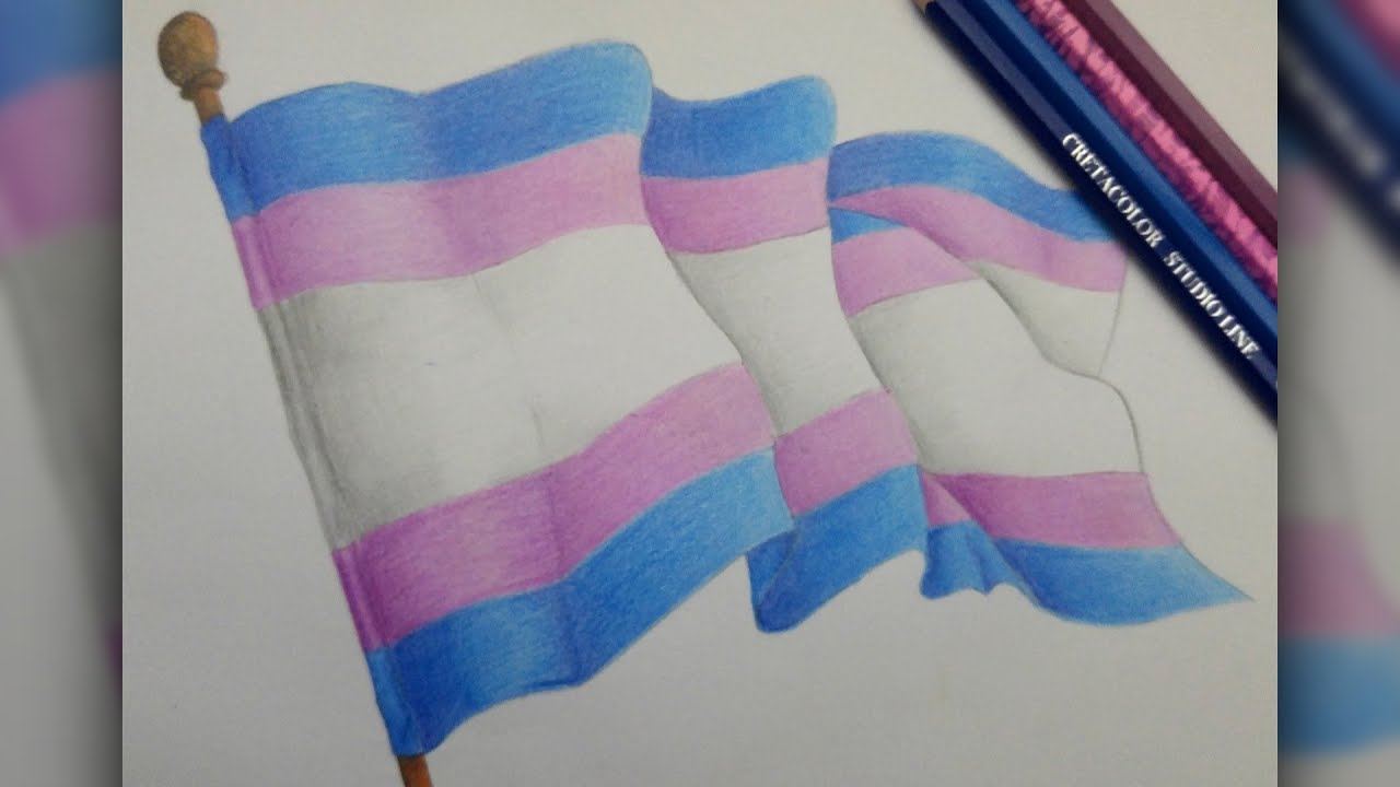 1280x720 Drawing The Transgender Pride Flag - Transgender Drawings