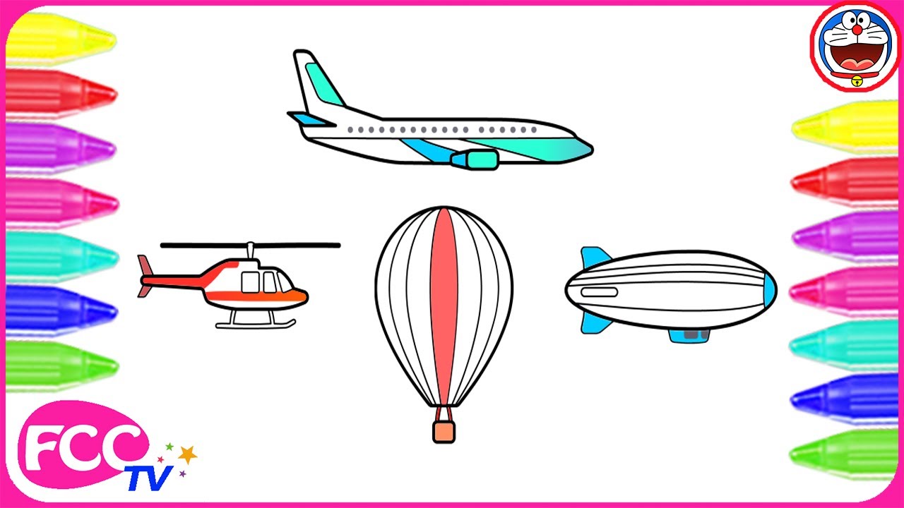 1280x720 How To Color Learn To Draw Air Transportation Vehicles Hot Air - Transport Drawing