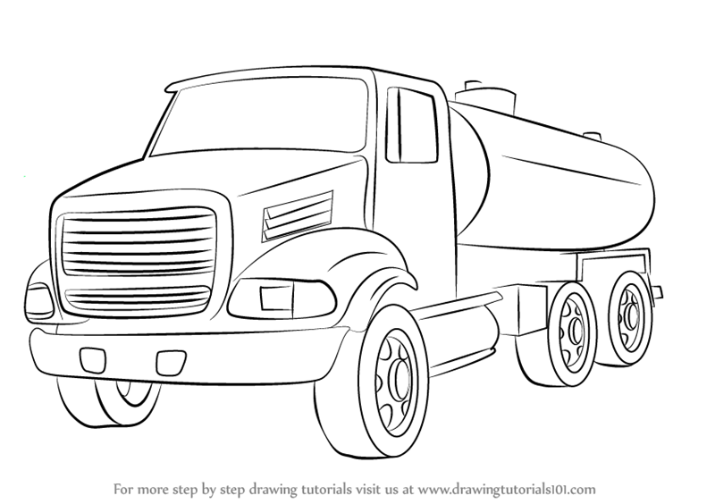 800x564 Learn How To Draw A Gasoline Truck - Transport Drawing