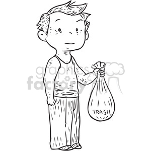 300x300 Boy Carrying Trash Bag Clipart Royalty Free Clipart - Trash Bag Drawing