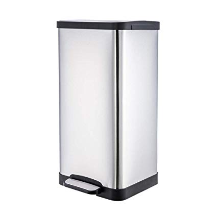 425x425 trash can stainless steel square rubbish storage box pedal trash - Trash Bin Drawing