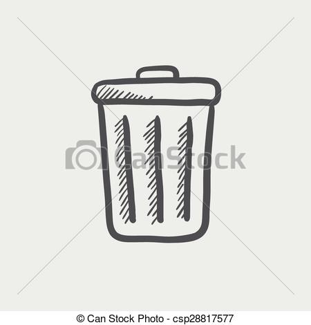 450x470 trash can sketch icon for web and mobile hand drawn vector dark - Trash Bin Drawing