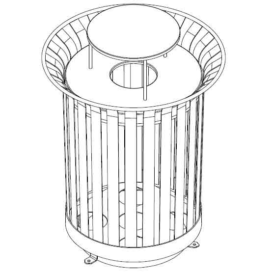 558x558 Ultraplay Rain Bonnet Top Lexington Outdoor Trash Receptacle - Trash Can Drawing