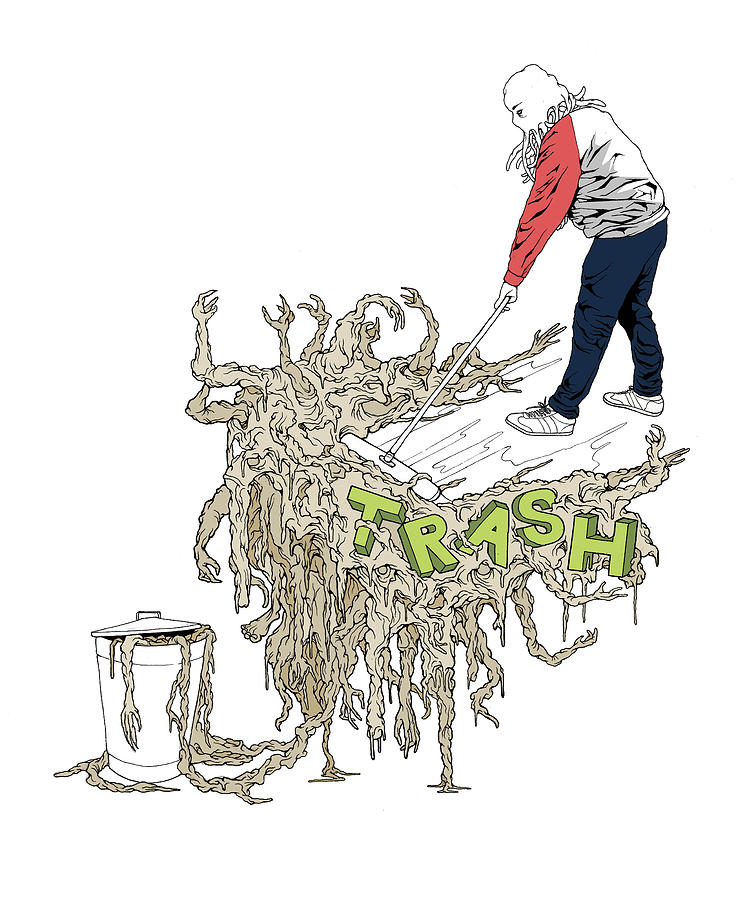 736x900 Trash Drawing - Trash Drawing