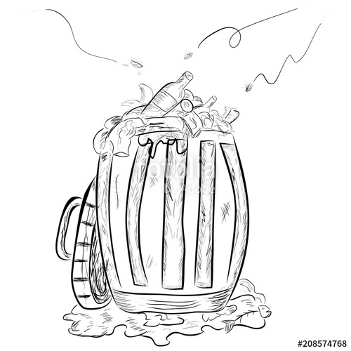 500x500 Simple Hand Draw Sketch Trash And Full, Dirty Trash Bin Stock - Trash Drawing