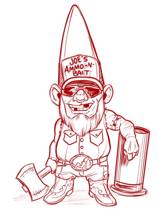 524x720 Free Photo Redneck Gnome Axe Bubba White Trash Drawing - Trash Drawing