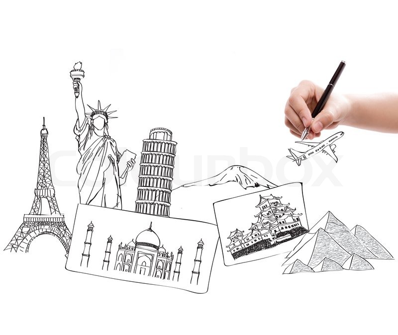800x674 drawing travel around the world stock photo colourbox - Travel Drawing