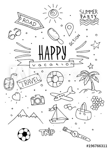 366x500 hand draw travel and happy vacation sketch backgroun - Travel Drawing