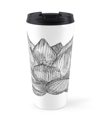 326x400 lotus flower pen drawing travel mugs - Travel Mug Drawing