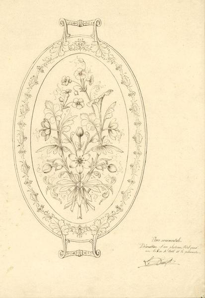 413x600 l denizot, french floral metal tray design - Tray Drawing