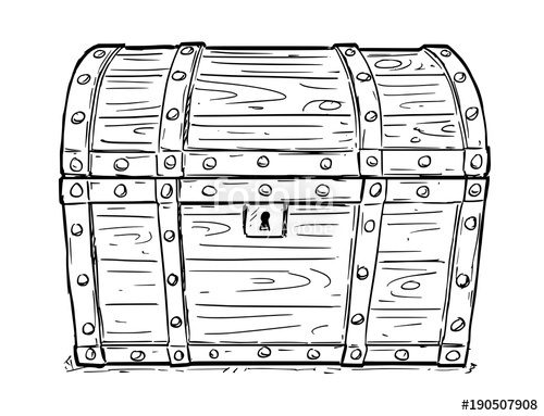 500x383 Cartoon Vector Doodle Drawing Illustration Of Old Wooden Closed - Treasure Box Drawing