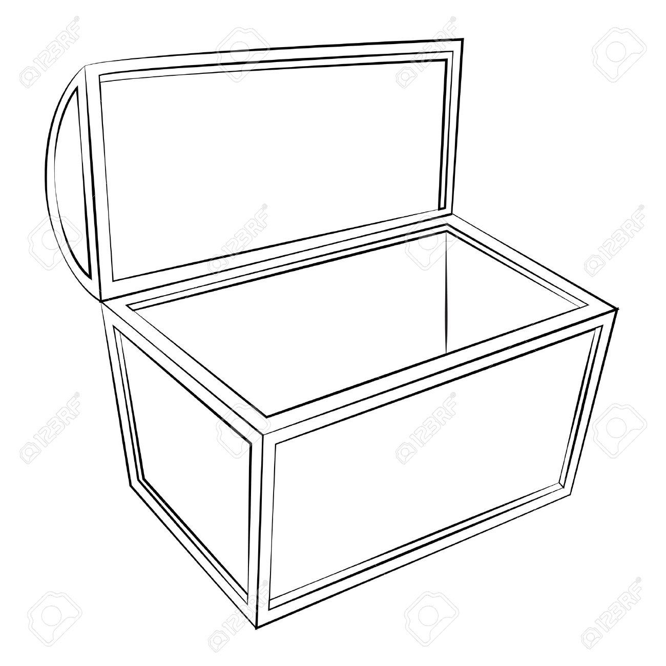 1300x1300 Complete Treasure Chest Outline Great Black Vector On White - Treasure Box Drawing