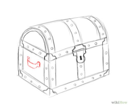 456x375 How To Draw A Treasure Chest Broken Down Into Simple Steps - Treasure Box Drawing