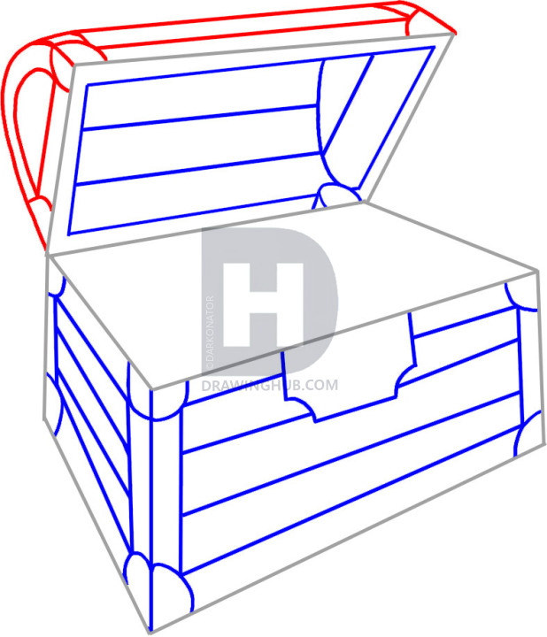 618x720 How To Draw A Chest, Step - Treasure Chest Drawing